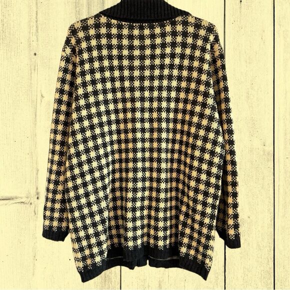 Vintage gingham button up knit cardigan with collar - Picture 6 of 11